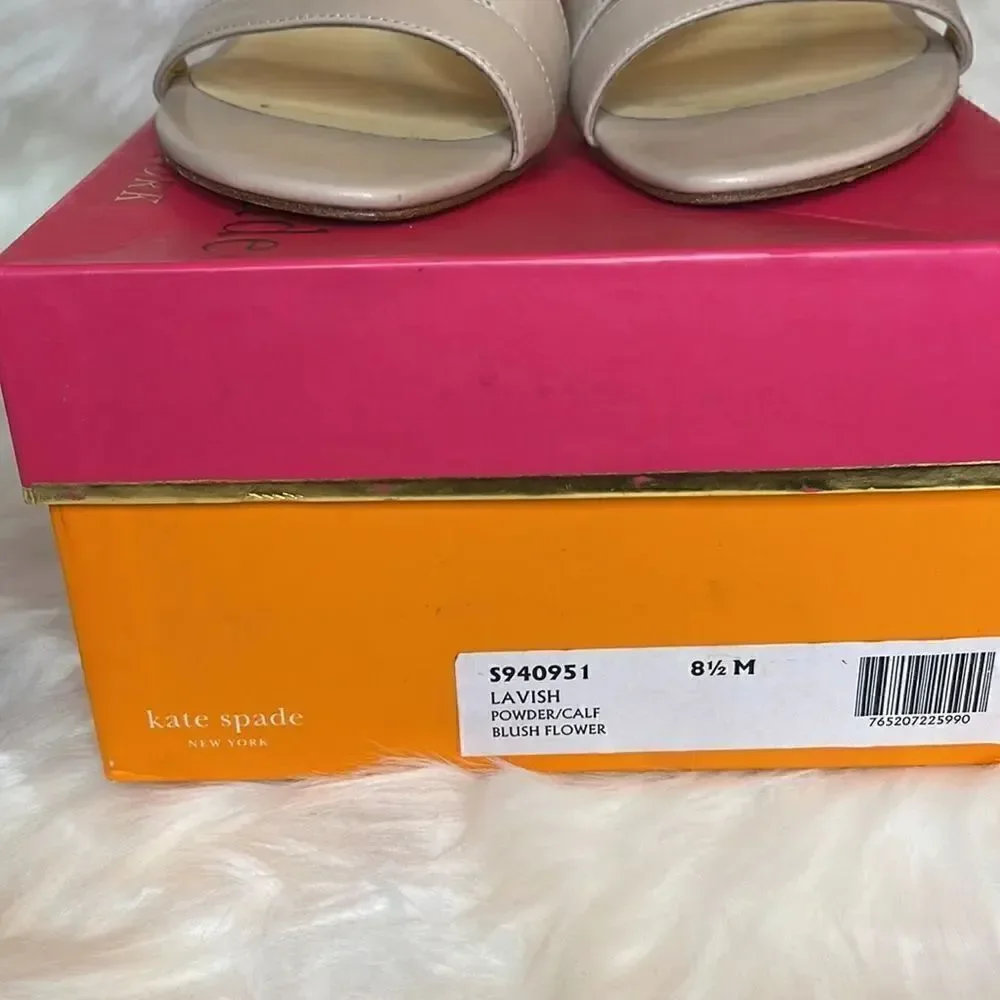 Kate Spade Lavish Powder/ Calf Blush Flower Heel Size 8.5M